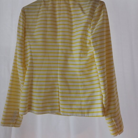 Isaac Mizrahi New York White & Yellow Striped Cotton Blazer - Picture 9 of 12